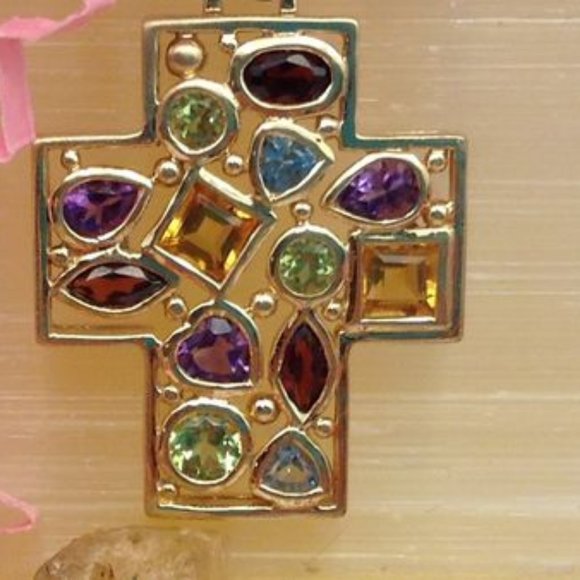 10K Yellow Gold Multi-Gemstone Pendant